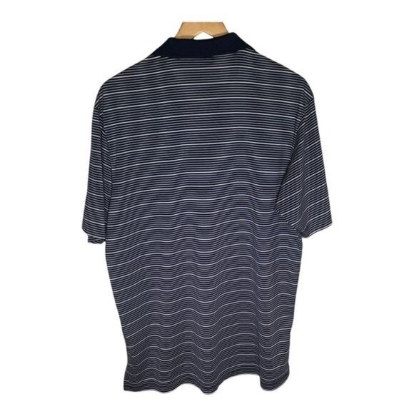 Adidas Climalite Golf Polo Shirt Navy Blue Stripe Size M Moisture Wicking - Picture 6 of 11